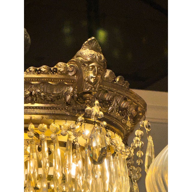 19th Century Late 19th Century French Bronze and Crystal Waterfall Chandelier For Sale - Image 5 of 7