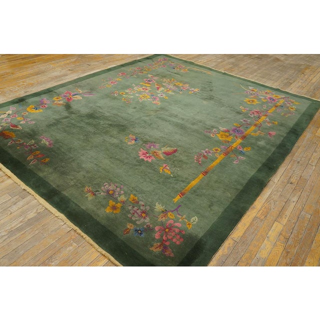 1920s Chinese Art Deco Carpet ( 7' 10'' x 9' 7'' - 239 x 292 cm) Antique Chinese - Art Deco Chinese Floral Knotted Rug,...