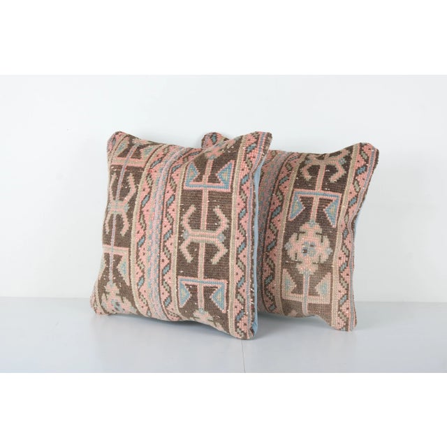 Mid-Century Modern Anatolian Carpet Cushion Cover - Set of Two For Sale - Image 3 of 4