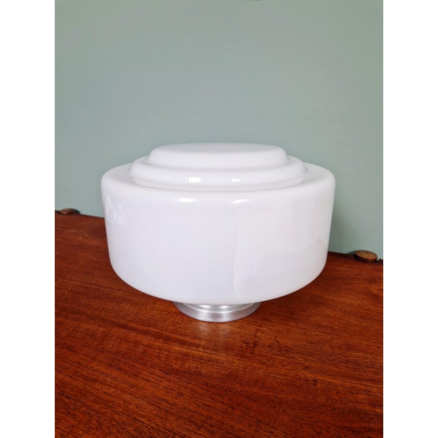 1930s Large Art Deco Phililite Series Ceiling Light in White Opaline Glass from Philips, 1930s For Sale - Image 5 of 14