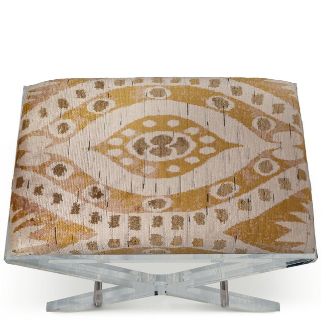Hollywood Regency Delano Nickel Salazar Lucite X-Bench For Sale - Image 3 of 4