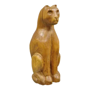 Mid 20th Century Vintage Mid Century Modern Solid Carved Wood Cat Art Sculpture