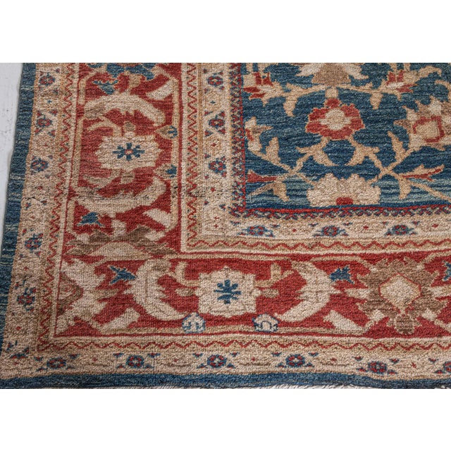 Persian Antique Persian Sultanabad Rug in Beige, Blue, and Red For Sale - Image 3 of 8
