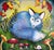Blue Fox by Zoa Ace | Oil on Canvas Blue fox resting among ferns and mushrooms. For Sale
