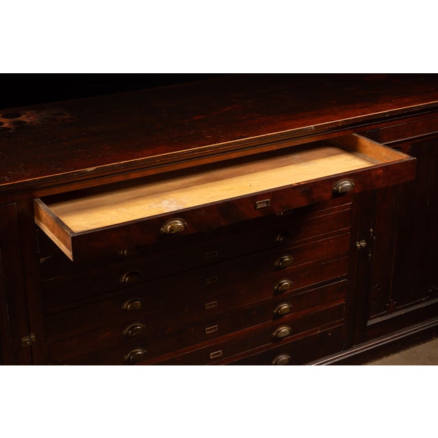 1940s Vintage Mahogany Flat File Cabinet For Sale - Image 4 of 11