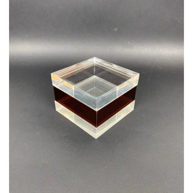Cubic box in purple and transparent acrylic in the style of Alessandro Albrizzi, Italy, circa 1970.