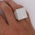 1990s 8.56 Carat Round Diamond Full Pave Square 18k White Gold Vintage Mens Ring, Size 10 For Sale - Image 4 of 5
