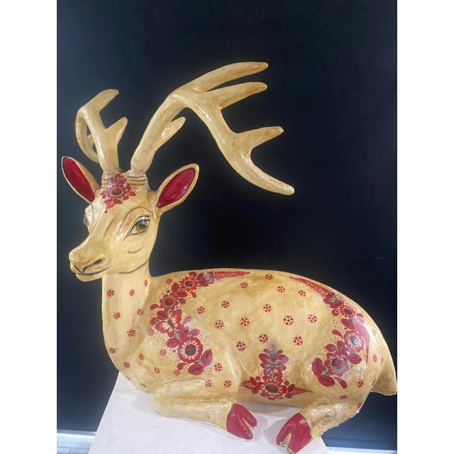 A gorgeous and very rare large papier-mâché sculpture of a Deer by renowned Mexican artist, Sergio Bustamante...