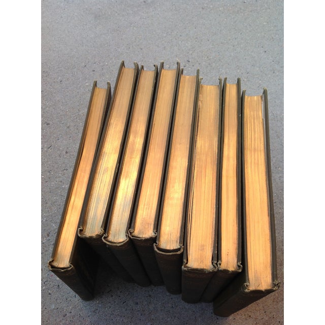 1902 Olive Green Leather Gilt Books, Complete Set Vols 1-8, Brewer, Character Sketches of Romance, Fiction, Drama For Sale In New York - Image 6 of 18