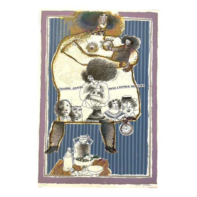 Theo Tobiasse, History Engraved in the Bark of Lives, Large lithograph For Sale