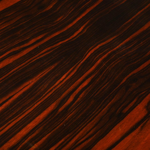 Art Deco Streamline Zebra Wood Console Table W/ Black Lacquer Accents For Sale - Image 10 of 12