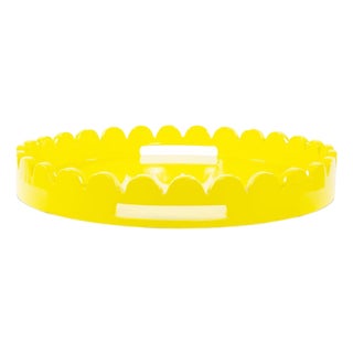 Round Scalloped Riviera Tray - Yellow For Sale