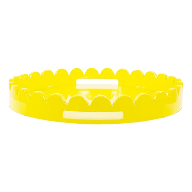Round Scalloped Riviera Tray - Yellow For Sale