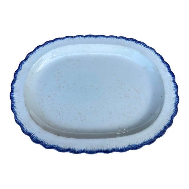 Antique Pearlware Blue Feather Edge Platter, Circa 1820’s For Sale