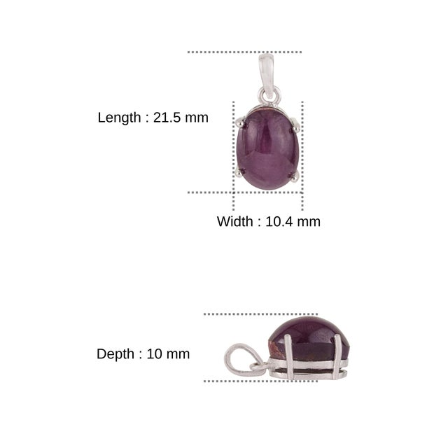 Mid Century Modern Inspired 12.53 Ct Natural Oval Star Ruby Solitaire Pendant in 925 Silver For Sale - Image 10 of 12
