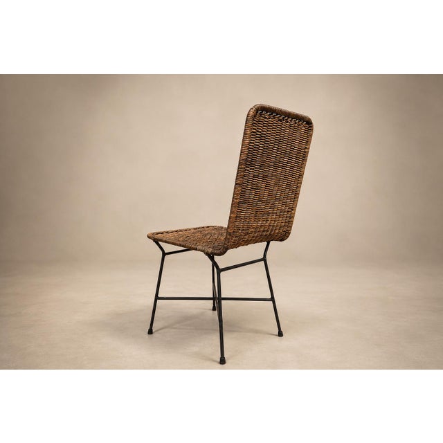 Brazilian Modern Pair of Chairs in Iron & Wicker by Carlo Hauner, Brazil, 1950s For Sale - Image 11 of 18