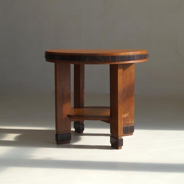 Dutch Art Deco Oak Table with Macassar Ebony Details, 1920s For Sale - Image 10 of 18