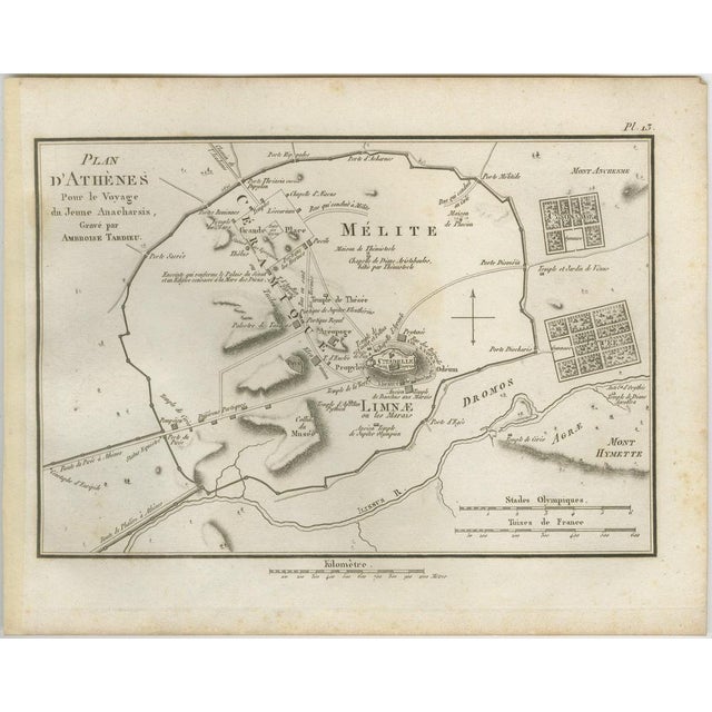 Title: Ancient Athens City Plan with Acropolis by Ambroise Tardieu, 1825 : Original antique engraved plan of ancient...