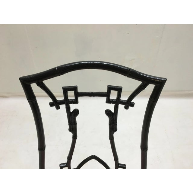 Black Vintage Chinoiserie Pink & Black Faux Bamboo Dining Chairs and Table For Sale - Image 8 of 10