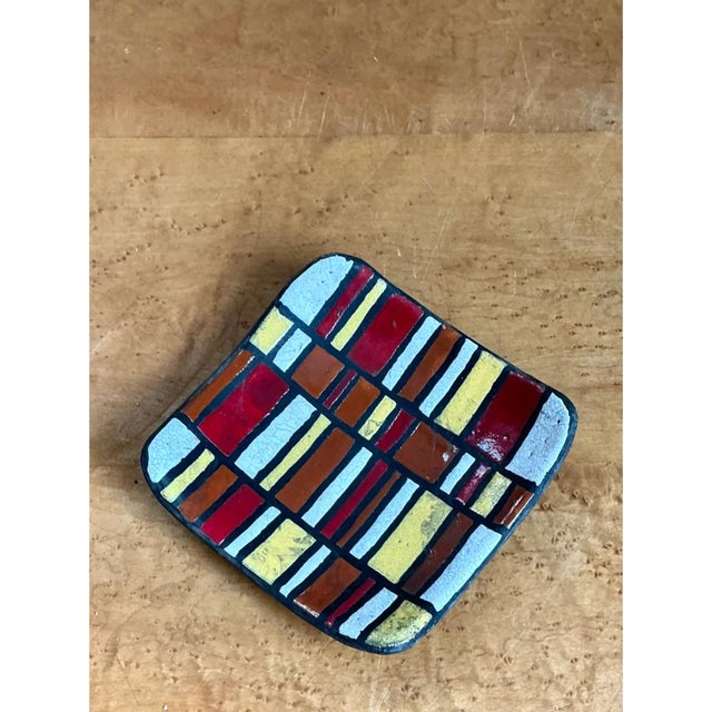 Vintage Abstract Ceramic Tile Dish For Sale - Image 4 of 12