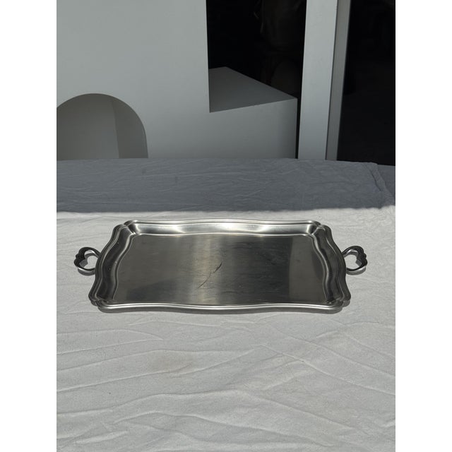 Silver Stainless Steel Serving Tray by Guy Degrenne, 1980s For Sale - Image 15 of 15