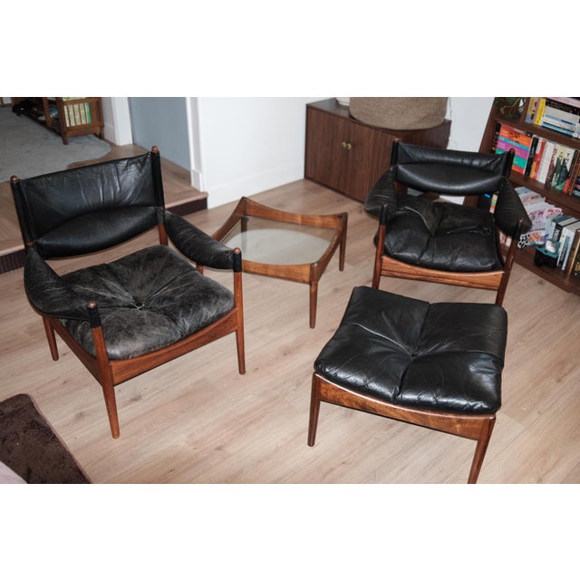 Mid-Century Modern 1960s Danish Modern Attributed to Kristian Vedel "Modus" Leather Ottoman For Sale - Image 3 of 9
