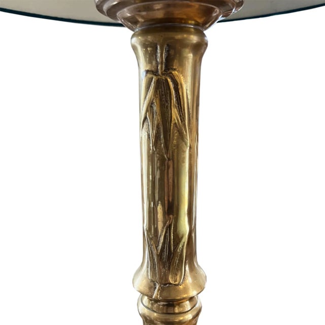 Mid-Century Modern French Faux Bamboo Floor Lamp with Decorated Base, 1960s For Sale - Image 3 of 5