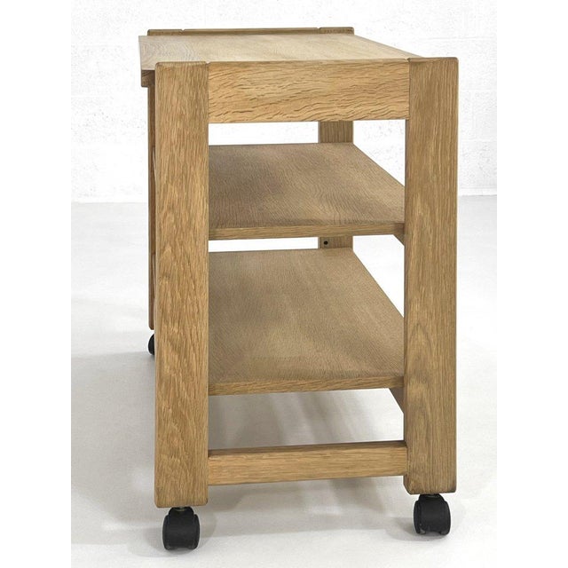1960s Oak Serving Trolley by Guillerme et Chambron for Votre Maison, 1950s For Sale - Image 5 of 10