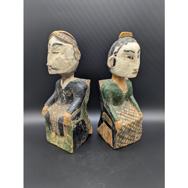 Late 19th Century Antique Javanese Folk Art "Loro Blonyo" Wedding Statues For Sale - Image 5 of 9