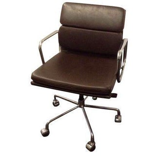 Eames Style Soft Pad Executive Leather Chairs - A Pair For Sale