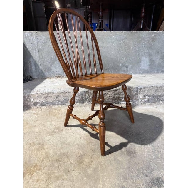 Set of 4 Nichols & Stone Brace Back Windsor Style Oak Side Chairs For Sale - Image 14 of 17