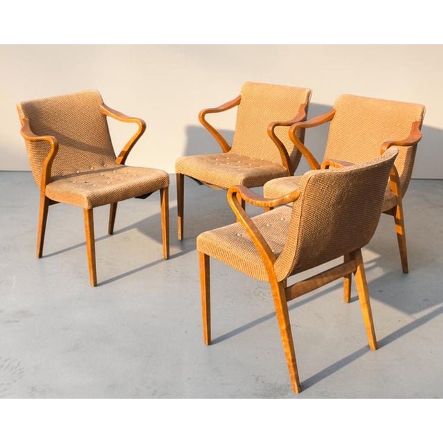 Exceptional set of four Axel Larsson Model 1522 armchairs for Bodafors, Sweden, dating to the 1930s. Designed by Axel...