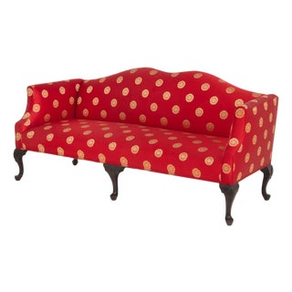 Queen Anne Style Camelback Sofa For Sale