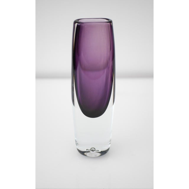 Mid-Century Art Vase in Purple Sommerso Glass by Gunnar Nylund for Strömbergshyttan, Sweden For Sale - Image 10 of 11