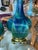 Vintage Pair of Blue Green Ceramic Table Lamps Brass Greek Key Base - a Pair For Sale In New York - Image 6 of 11