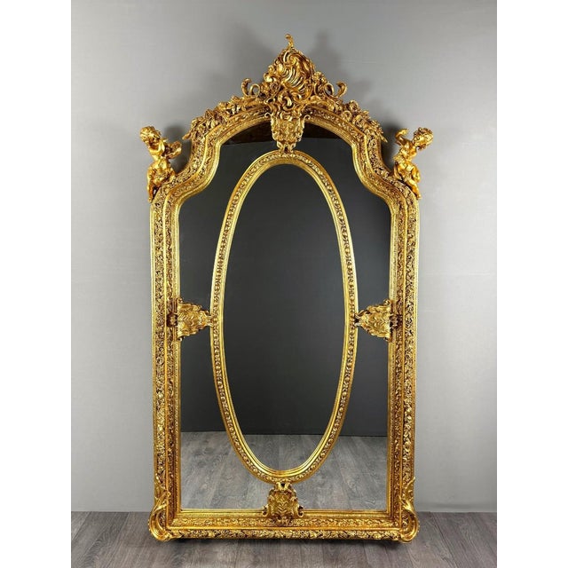 Large 19th Century Louis XV Mirror in Carved and Gilded Wood For Sale - Image 12 of 12