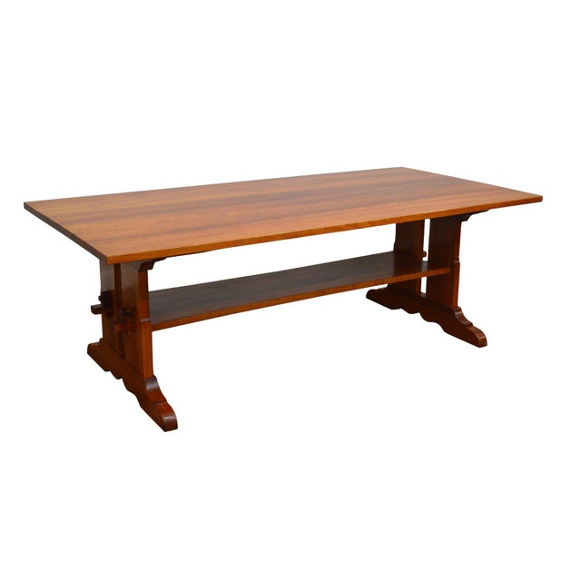 Arts & Crafts Style Custom Quality Cherry Trestle Dining Table Chairish