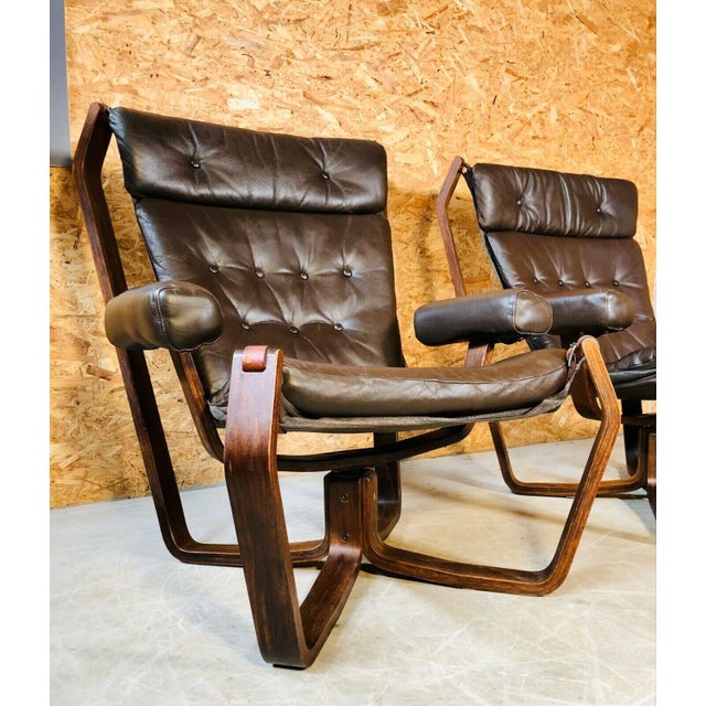 Vintage Scandinavian Viking Chair in Coco Leather, 1970s For Sale - Image 3 of 8