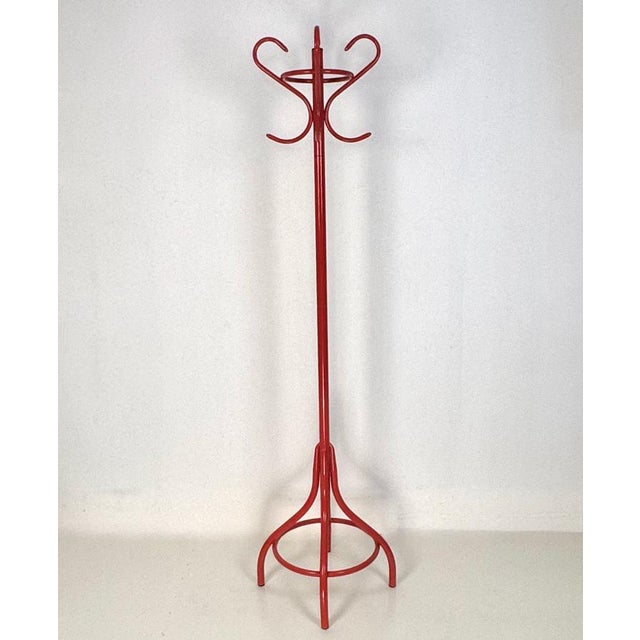 Vintage Red Metal Coat Rack, Italy, 1980s, in Very Good conditions. Designed 1980 to 1989