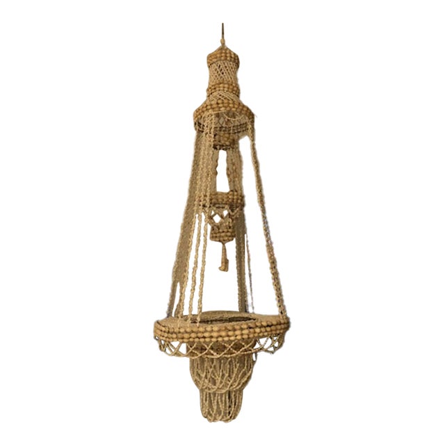 1970s Large Vintage Seashell Chandelier / Hanging Plant Hanger - Boho Chic For Sale