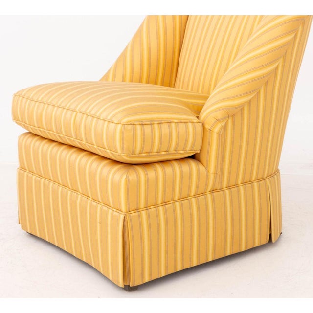 Baker Yellow Striped Silk Lounge Chairs, Pair For Sale - Image 11 of 13