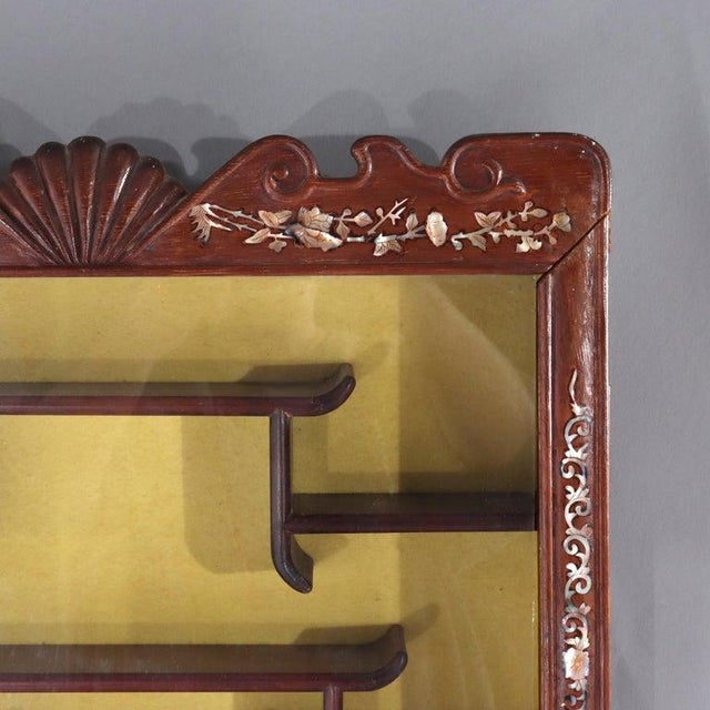 Antique Chinese Carved Rosewood Hanging Display Cabinet for Miniatures C1930 For Sale - Image 6 of 10