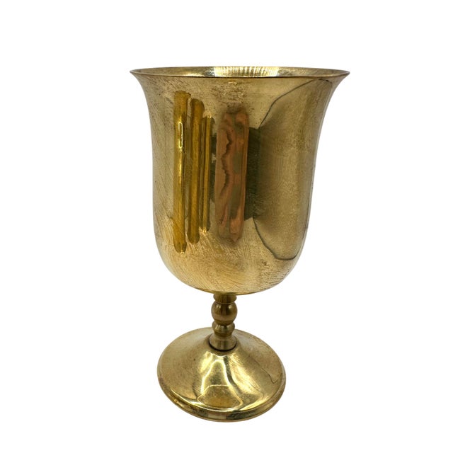 Vintage Mid Century Modern Solid Brass Goblets – Set of 4 For Sale - Image 10 of 12
