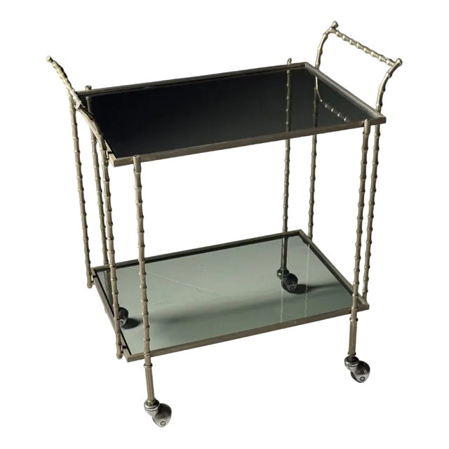 Vintage Bar Cart in Faux Bamboo, 1960s For Sale