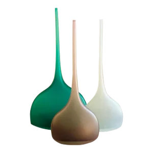 Alfredo Barbinii Set of 3 Fluted Opaque Murano Glass Vases, Italy 1990. Original Label