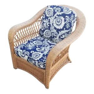 Restored Mid-Century Rattan and Wicker Cobra Back Lounge Chair