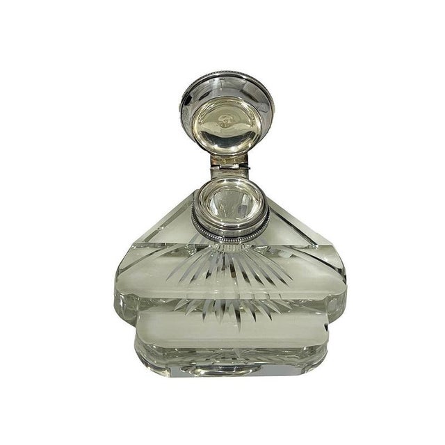 Dutch Clear Crystal and Silver Inkwell, 1850s For Sale - Image 6 of 11