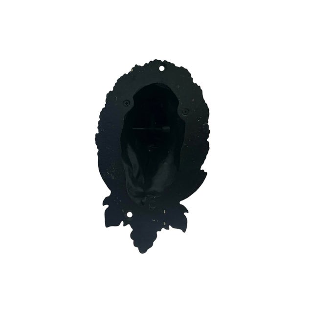 Metal Late 20 Century Bull Head Cast Iron Wall Hook Towel Holder Vintage Farmhouse Rustic Decor For Sale - Image 7 of 7