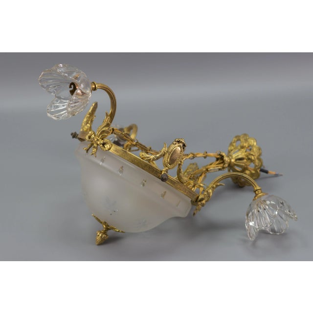 Four Light French Neoclassical Style Gilt Bronze and Glass Chandelier For Sale - Image 14 of 18