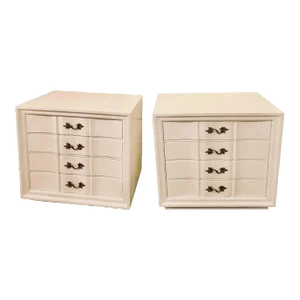 Pair of Hollywood Regency Style White Lacquered Dressers or Commode Chest